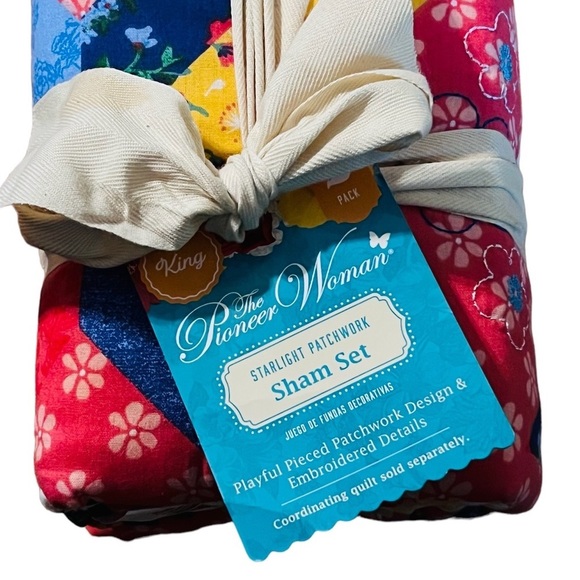 The Pioneer Woman Multi-Color Starlight Patchwork 2-Piece King Shams NWT - Picture 6 of 6